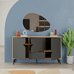 Комод цвета древесины с 3-мя дверцами и выдвижным ящиком темно-серого цвета SPARK CONSOLE OAK ANTHRACITE варинант исполнения - 2 | Loft Concept в Саратове