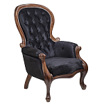 Кресло с мягкой обивкой из черного велюра на 4-х деревянных ножках Evelyn Classical Armchair варинант исполнения - 1 | Loft Concept в Саратове