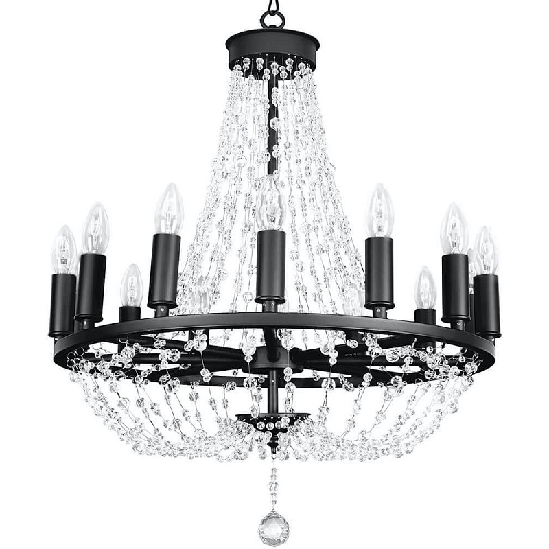 Люстра Brutal Crystal Chandelier 14 Черный Прозрачный Люстра Brutal Crystal Chandelier 14 Черный Прозрачный в Саратове | Loft Concept