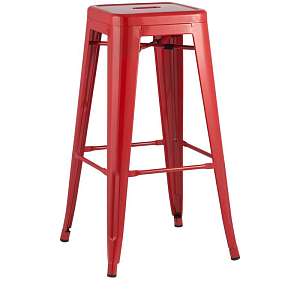 Барный Стул без Спинки Красный Глянцевый Металл
