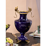 Ваза темно-синего цвета из фарфора с бронзовыми стрекозами Eden Garden porcelain and bronze варинант исполнения - 3 | Loft Concept в Саратове