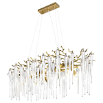 Люстра подвесная прямоугольная с бронзовыми акцентами и прозрачными стеклянными каплями Droplet Chandelier варинант исполнения - 3 | Loft Concept в Саратове