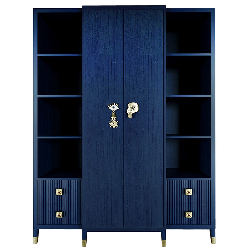 Большой шкаф с витриной Elsa Dreams Blue Синий Золотой Большой шкаф с витриной Elsa Dreams Blue Синий Золотой в Саратове | Loft Concept