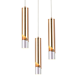 Подвесной светильник Metal Acrylic Tube Trio Gold Hanging Lamp варинант исполнения - 1 | Loft Concept в Саратове
