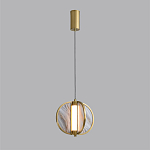 Подвесной светильник с круглым плафоном из искусственного алебастра в бронзовой оправе Marbella варинант исполнения - 4 | Loft Concept в Саратове