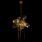 Люстра подвесная со стеклянными плафонами из дымчатого и золотистого с шестью вертикальными подвесками Gilded Mirage  варинант исполнения - 6 | Loft Concept в Саратове