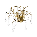 Бра в форме ветвей деревьев золотого цвета с прозрачными подвесками-каплями Droplet Bra варинант исполнения - 3 | Loft Concept в Саратове