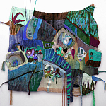 Панно гобелен яркие Пространство-Время TimeSpace Blue варинант исполнения - 1 | Loft Concept в Саратове