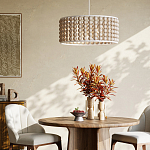 Люстра в форме цилиндра с вставками из деревянных бусин Wooden Beads варинант исполнения - 5 | Loft Concept в Саратове