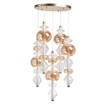 Люстра с плафонами из прозрачного и янтарного стекла в виде шаров и ромбов Gabriel Scott Luna варинант исполнения - 2 | Loft Concept в Саратове