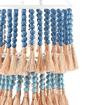 Подвесной светильник двухъярусный с декором из круглых деревянных бусин с кисточками Blue Wooden Beads Chandelier варинант исполнения - 1 | Loft Concept в Саратове