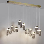 Подвесной светильник линейный с плафонами волнистой формы из фактурного стекла Big Wave варинант исполнения - 4 | Loft Concept в Саратове