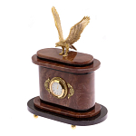 Часы настольные бронзовые из натурального камня Лемезит с декором в виде горного орла Eagle Stone Clock варинант исполнения - 2 | Loft Concept в Саратове