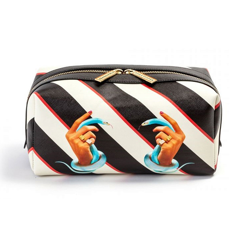Косметичка Seletti Stripes Hands with Snakes Черный Белый Голубой Бежевый Косметичка Seletti Stripes Hands with Snakes Черный Белый Голубой Бежевый в Саратове | Loft Concept