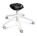 Стул с мягкой синей обивкой из велюра и подъемно-поворотным механизмом на белых колесиках Harper Blue and White варинант исполнения - 5 | Loft Concept в Саратове