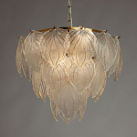 Люстра на цепи с прозрачными стеклянными подвесками в виде листьев Textured Glass Chandelier варинант исполнения - 3 | Loft Concept в Саратове