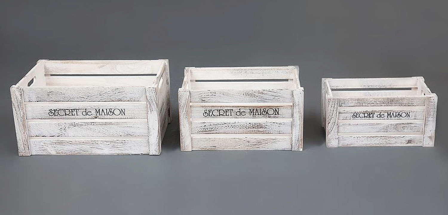 Набор из трёх ящиков Set of three antique white boxes  - Loft-Concept в Саратове