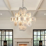 Люстра  с каскадом из круглых декоративных элементов  White Clear Glass Chandelier варинант исполнения - 4 | Loft Concept в Саратове