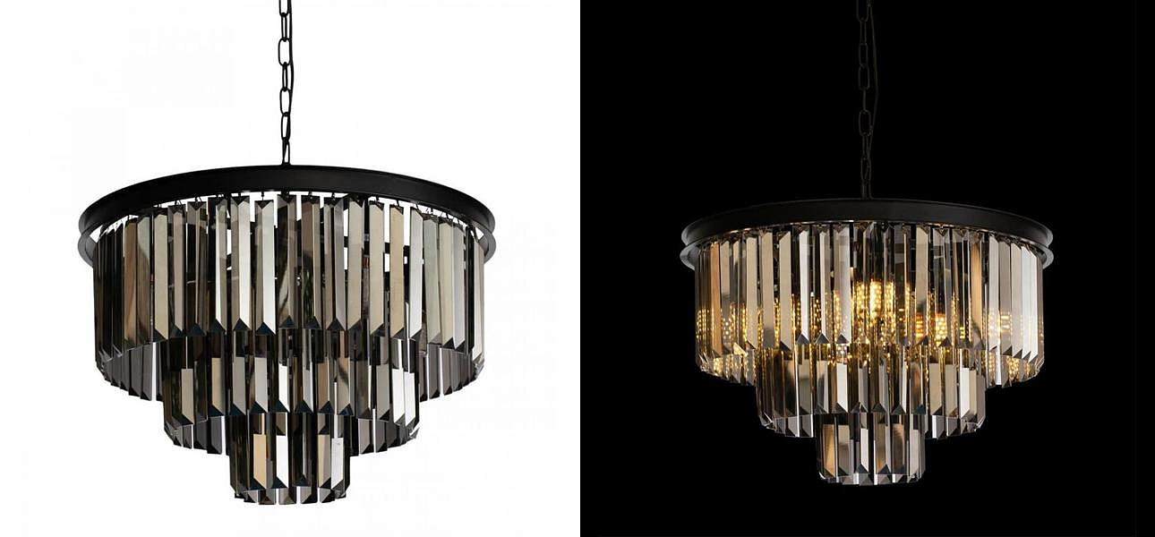 Круглая Люстра RH 1920s Odeon Black iron Three Layers Серое Стекло диаметр 50 см Круглая Люстра RH 1920s Odeon Black iron Three Layers Серое Стекло диаметр 50 см - Loft-Concept в Саратове
