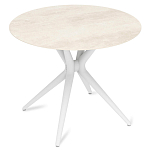 Стол обеденный с круглой столешницей из керамики на четырех белых ножках Sand Ceramics варинант исполнения - 3 | Loft Concept в Саратове
