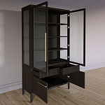 Витрина Primo со стеклянными фасадами и буфетом шпон Темный орех варинант исполнения - 4 | Loft Concept в Саратове