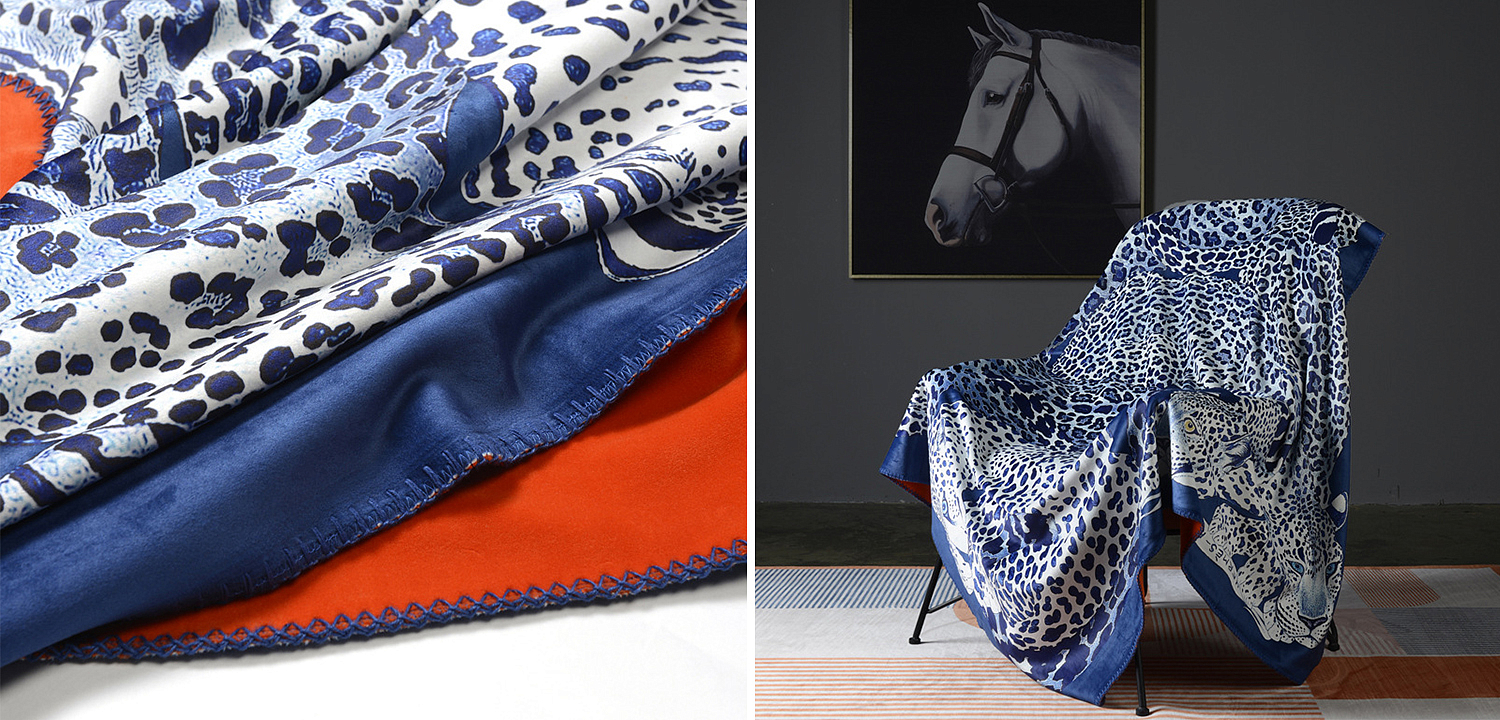 Плед Hermes Leopards Blue Плед Hermes Leopards Blue - Loft-Concept в Саратове