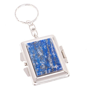 Зеркало брелок складное двухстороннее из натурального камня Лазурит Stone Mirrors