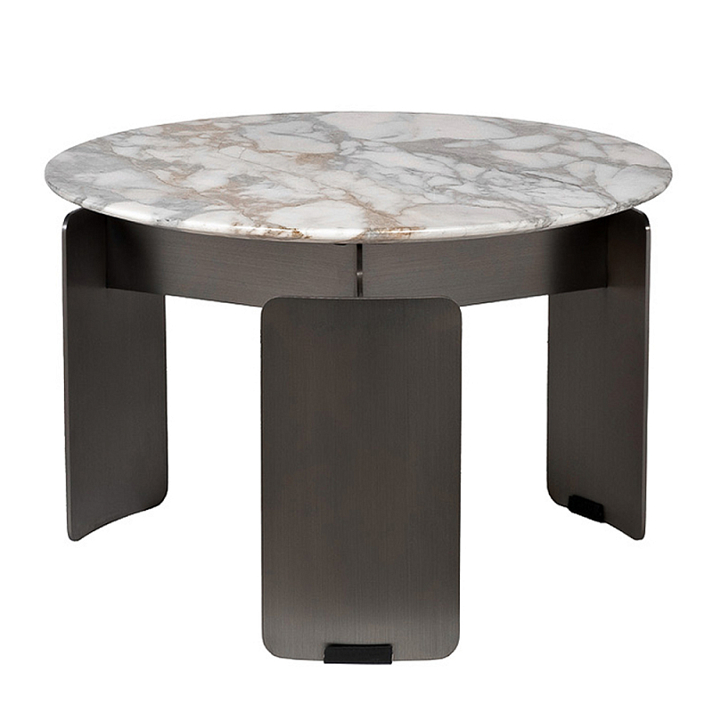 Столик журнальный с круглой мраморной столешницей на трех опорах Marble Stone Drawing  в Саратове | Loft Concept 