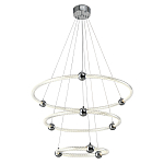 Люстра подвесная трехъярусная c плафонами в виде колец Lighting Rings Silver варинант исполнения - 1 | Loft Concept в Саратове