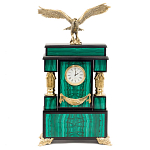Часы настольные из натурального камня Малахит с декором в виде орла Eagle Stone Clock варинант исполнения - 1 | Loft Concept в Саратове
