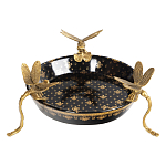 Блюдо черного цвета из фрафора на бронзовых ножках в виде стрекоз Eden Garden варинант исполнения - 2 | Loft Concept в Саратове