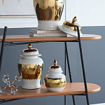 Ваза белая с крышкой и золотистыми фрагментами Chinoiserie Ceramics варинант исполнения - 2 | Loft Concept в Саратове