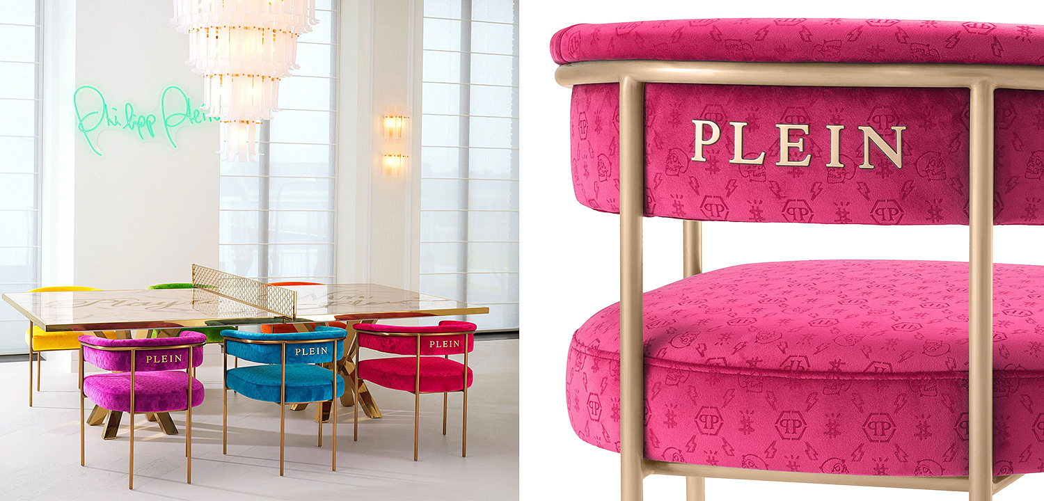 Стул Philipp Plein Dining Chair Monogram Розовый Стул Philipp Plein Dining Chair Monogram Розовый - Loft-Concept в Саратове