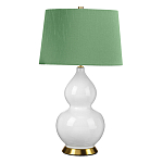 Настольная лампа с белым фигурным основанием на латунном основании и зеленым тканевым конусным абажуром Elstead Lighting варинант исполнения - 1 | Loft Concept в Саратове