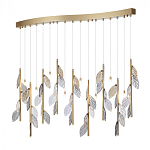 Люстра с золотистыми трубками и прозрачными стеклянными листьями на подвесах Sylva  варинант исполнения - 3 | Loft Concept в Саратове