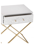 Приставной столик с выдвижным ящиком  White Table Carved Pattern варинант исполнения - 2 | Loft Concept в Саратове