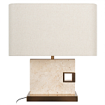 Настольная лампа с прямоугольным основанием из натурального камня c тканевым абажуром Lapis Tiburtinus варинант исполнения - 1 | Loft Concept в Саратове