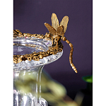 Ваза из прозрачного стекла на бронзовой подставке с ободком и ручками в виде стрекоз Eden Garden варинант исполнения - 3 | Loft Concept в Саратове