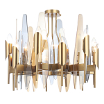 Люстра с вертикальными стеклянными элементами и металлическим каркасом цвета Латунь Vertical Glass варинант исполнения - 2 | Loft Concept в Саратове