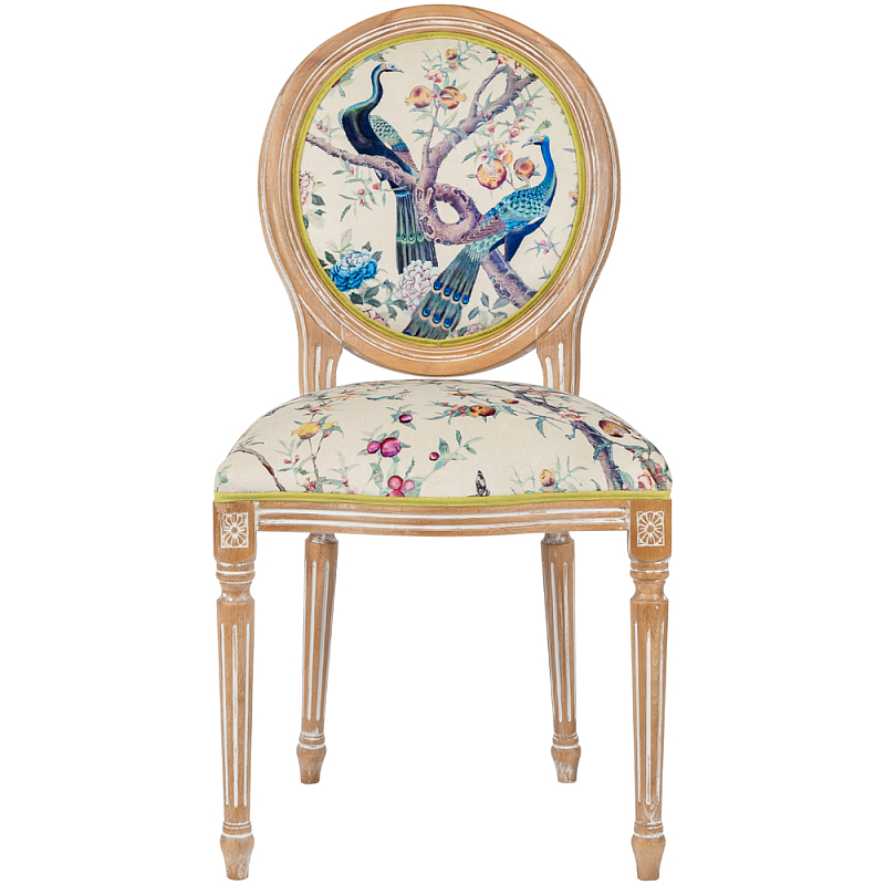 Стул из массива бука с изображением птиц и цветов Beige Green Chinoiserie Garden Chair Мульти Бежевый Салатовый Стул из массива бука с изображением птиц и цветов Beige Green Chinoiserie Garden Chair Мульти Бежевый Салатовый в Саратове | Loft Concept
