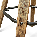 Барный стул со спинкой и металлической подставкой на 4-х деревянных ножках Коричневый Велюр Vendramin Chair варинант исполнения - 3 | Loft Concept в Саратове