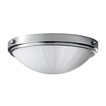 Потолочный светильник для ванных комнат цвета хром с белым матовым ребристым плафоном в форме полусферы Feiss варинант исполнения - 1 | Loft Concept в Саратове