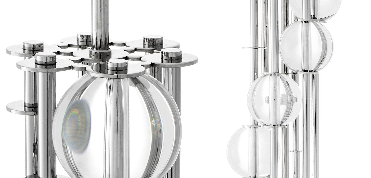 Торшер Eichholtz Floor Lamp Lorenzo Nickel & white Торшер Eichholtz Floor Lamp Lorenzo Nickel & white - Loft-Concept в Саратове