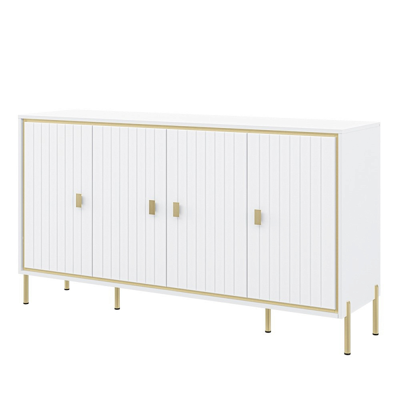 Консоль четырёхдверная с полками Antique Order Белый Золотой в Саратове | Loft Concept 