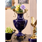 Ваза темно-синего цвета из фарфора с бронзовыми стрекозами Eden Garden porcelain and bronze варинант исполнения - 6 | Loft Concept в Саратове