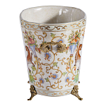 Кашпо с растительным и животным орнаментом на бронзовых ножках Turquoise Blooming Garden варинант исполнения - 3 | Loft Concept в Саратове