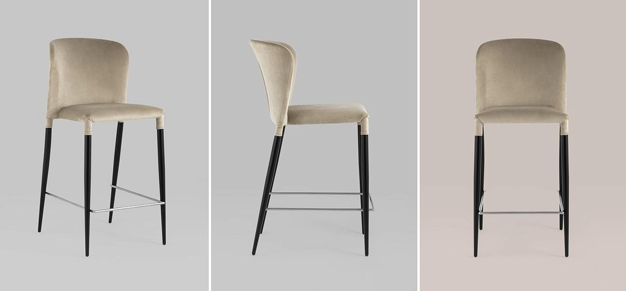 Барный Стул Lori Chair Бежевый Велюр Барный Стул Lori Chair Бежевый Велюр - Loft-Concept в Саратове