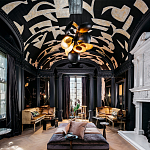 Обои ручная роспись в стиле Арт-деко Symphony Original colourway on Flint silk dupion варинант исполнения - 1 | Loft Concept в Саратове