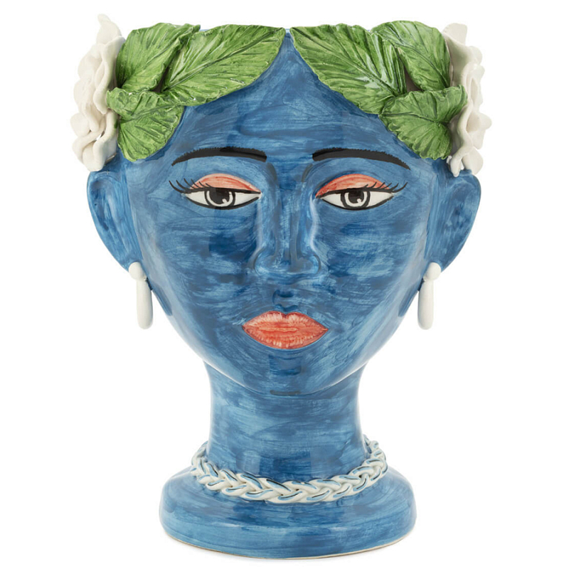 Ваза VASE HEAD SELVA COLOR dark blue Синий Зеленый в Саратове | Loft Concept 