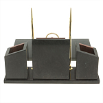 Настольный письменный набор из лемезита и змеевика с часами Royal Accessory варинант исполнения - 5 | Loft Concept в Саратове